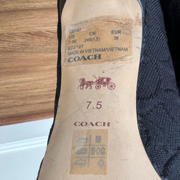 Coach Jade Knit Sock Pull On Pointed Toe Ankle Booties Black Monogram - Picture 7 of 10